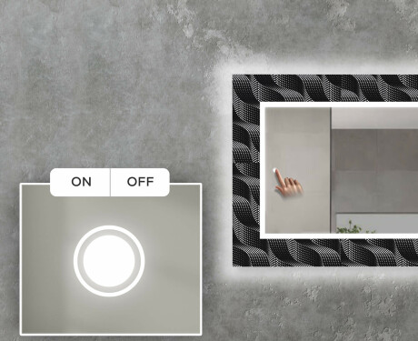Dekorative LED spejl stort til stuen - Dark wave #4