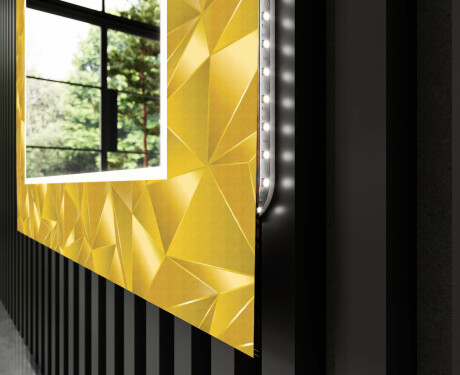 Dekorations langt entrespejl med lys - Gold triangles #11