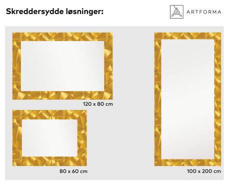 Dekorations langt entrespejl med lys - Gold triangles #6