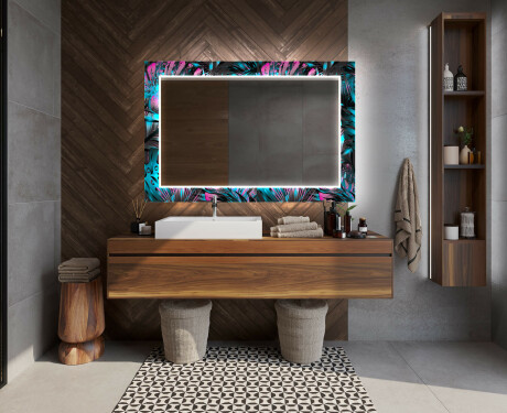 Dekorativt spejl med belysning til badeværelset - fluo tropic #12
