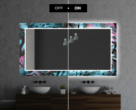 Designer spejl med lys til badeværelse - Fluo tropic #7