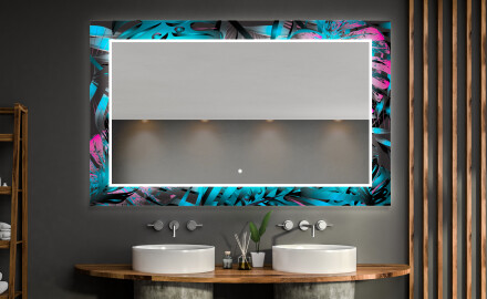 Designer spejl med lys til badeværelse - Fluo tropic
