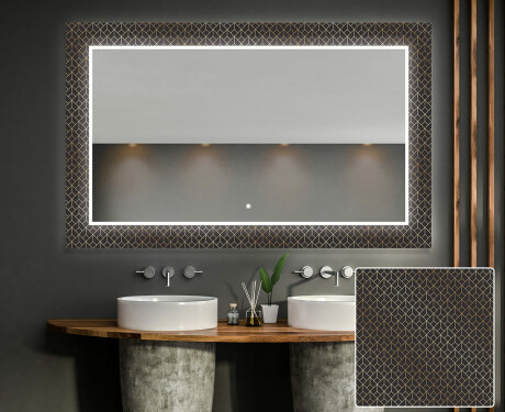 Dekorations spejl badeværelse med LED - Golden lines #1