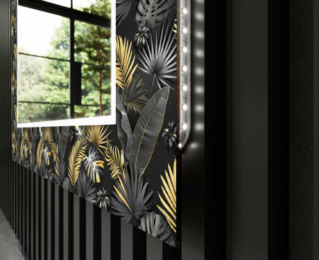 Designer spejl med lys til badeværelse - Goldy palm #11