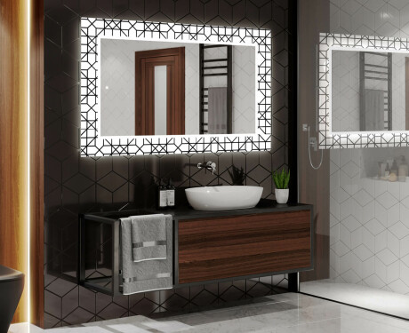 Dekorativt spejl med belysning til badeværelset - industrial #2