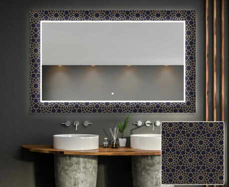 Dekorativt spejl med belysning til badeværelset - ornament #1