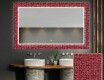 Dekorativt spejl med belysning til badeværelset - red mosaic #1