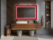 Designer spejl med lys til badeværelse - Red mosaic #12