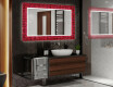 Designer spejl med lys til badeværelse - Red mosaic #2