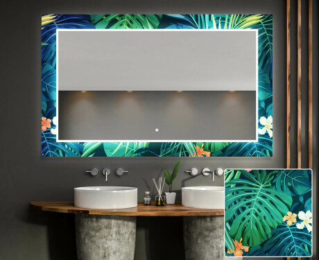 Designer spejl med lys til badeværelse - Tropical #1