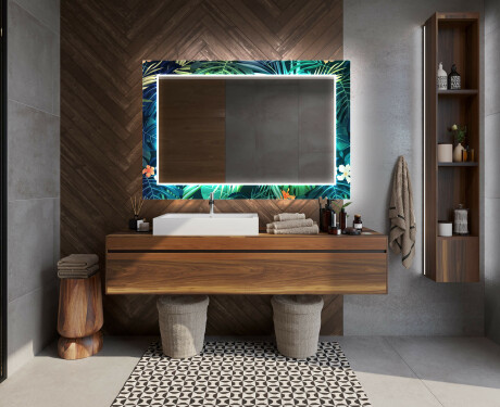 Dekorativt spejl med belysning til badeværelset - tropical #12