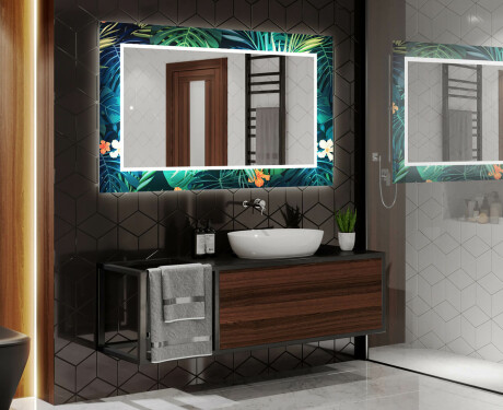 Dekorativt spejl med belysning til badeværelset - tropical #2
