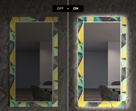 Dekorativt spejl med LED baggrundsbelysning til spisestuen - abstract geometric #7