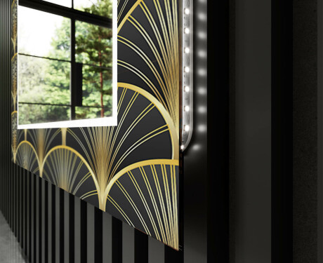 Designer spejl med lys til entre - Art deco #11