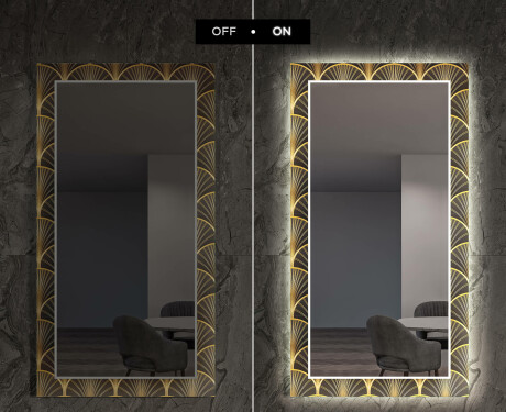 Dekorativt spejl med LED baggrundsbelysning til entreen - art deco #7