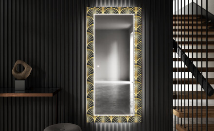 Designer spejl med lys til entre - Art deco