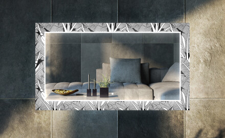 Dekorativt spejl med LED baggrundsbelysning til stuen - black and white jungle