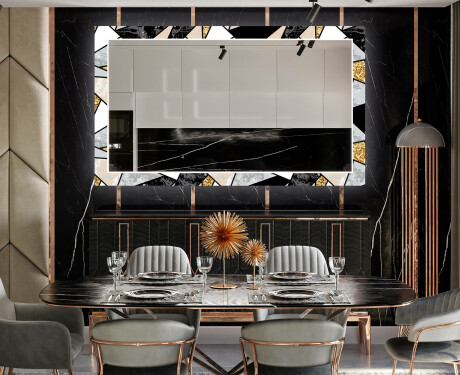 Dekorative vægspejle over spisebord med LED lys - Marble pattern #12