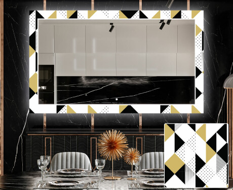 Dekorations spejl spisebord med LED - Geometric patterns