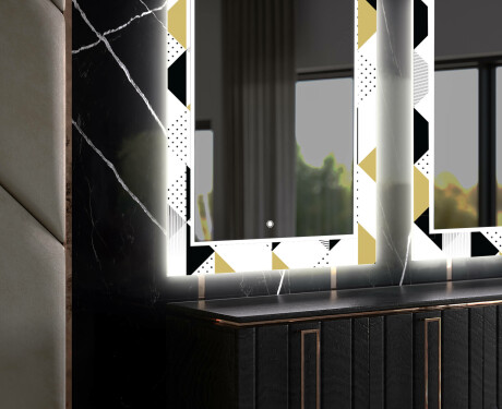 Dekorations spejl spisebord med LED - Geometric patterns #11