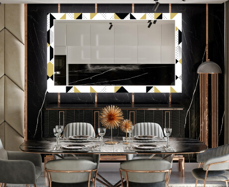 Dekorations spejl spisebord med LED - Geometric patterns #12