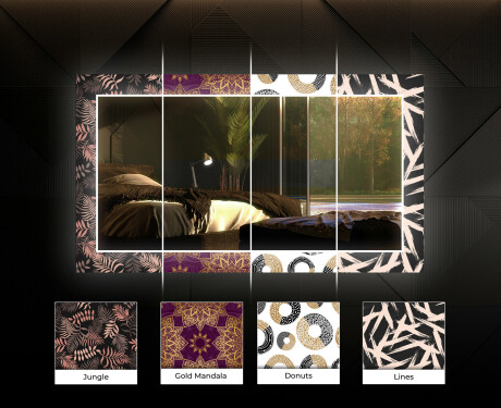 Dekorations spejl spisebord med LED - Geometric patterns #6