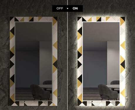Dekorations spejl spisebord med LED - Geometric patterns #7