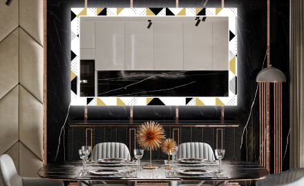 Dekorations spejl spisebord med LED - Geometric patterns