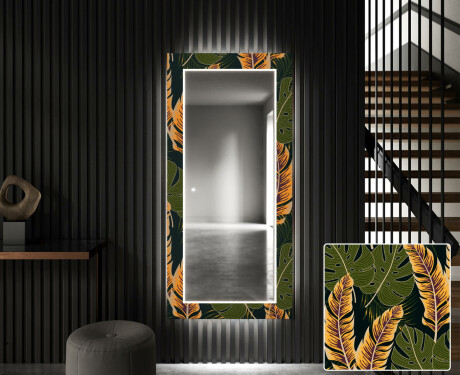 Designer spejl med lys til entre - Botanical flowers