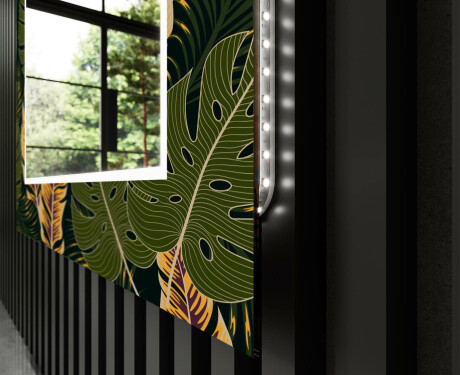 Designer spejl med lys til entre - Botanical flowers #11
