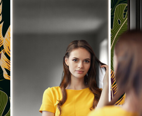 Designer spejl med lys til entre - Botanical flowers #12