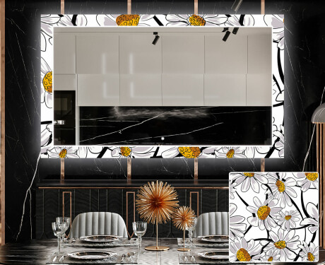 Dekorativt spejl med LED baggrundsbelysning til spisestuen - chamomile #1