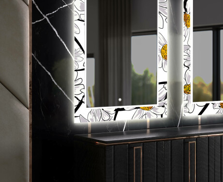 Dekorativt spejl med LED baggrundsbelysning til spisestuen - chamomile #11