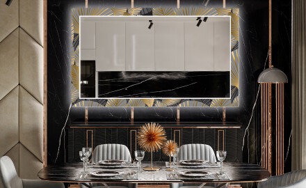 Dekorations spejl spisebord med LED - Golden leaves