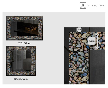 Dekorations spejl med LED - Natural Stones #2
