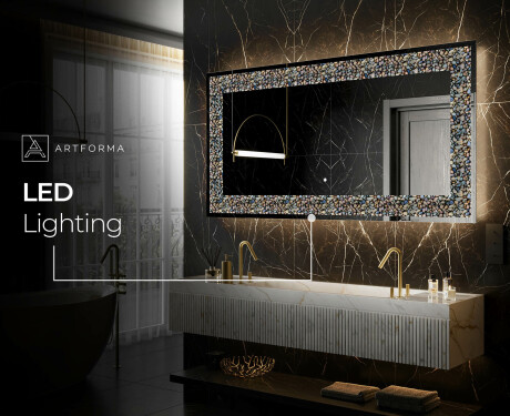 Dekorations spejl med LED - Natural Stones #9