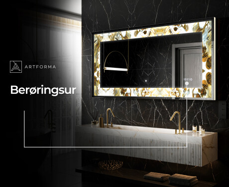 Dekorations spejl med LED - Golden Streaks #8
