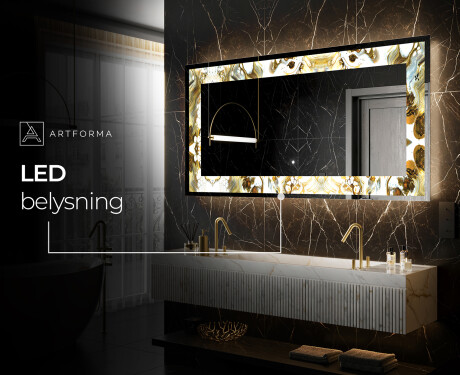 Dekorations spejl med LED - Golden Streaks #9