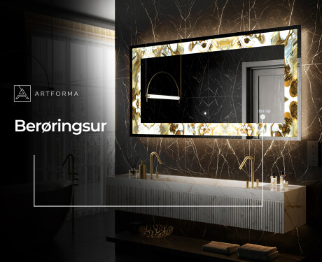 Dekorations spejl med LED - Golden Streaks #8
