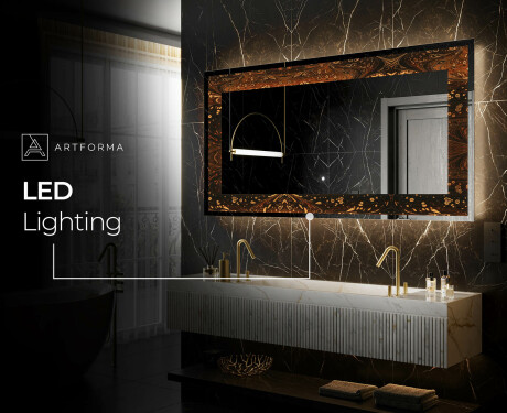 Dekorations spejl med LED - Amber Shell #6