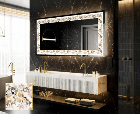Dekorations spejl med LED - Floral Reflections