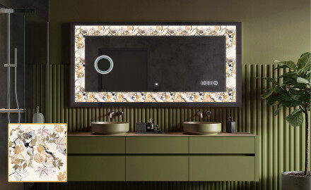 Dekorations spejl med LED - Floral Reflections