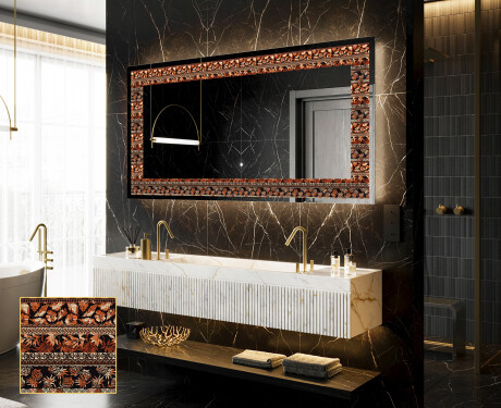 Dekorations spejl med LED - Abstract Leaves