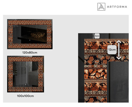 Dekorations spejl med LED - Abstract Leaves #2