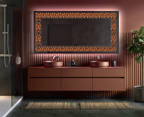 Dekorations spejl med LED - Abstract Leaves #5