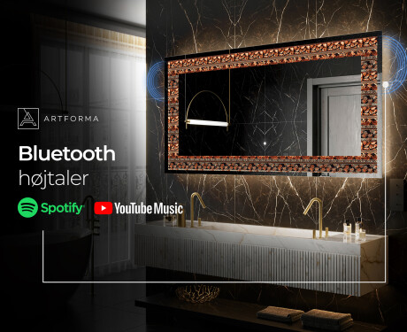 Dekorations spejl med LED - Abstract Leaves #7