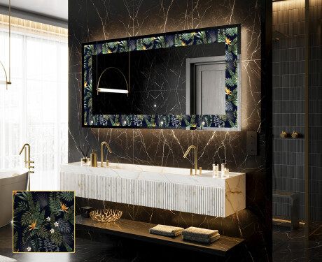 Dekorations spejl med LED - Vintage Leaves