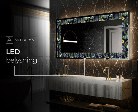 Dekorations spejl med LED - Vintage Leaves #8