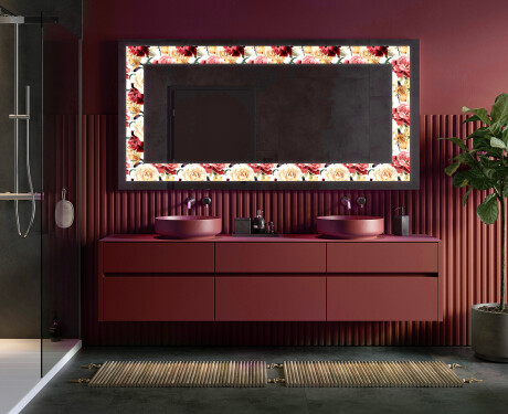 Dekorations spejl med LED - Flowers Full Of Colors #4