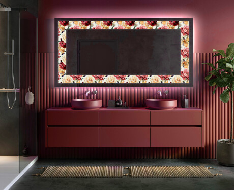 Dekorations spejl med LED - Flowers Full Of Colors #5
